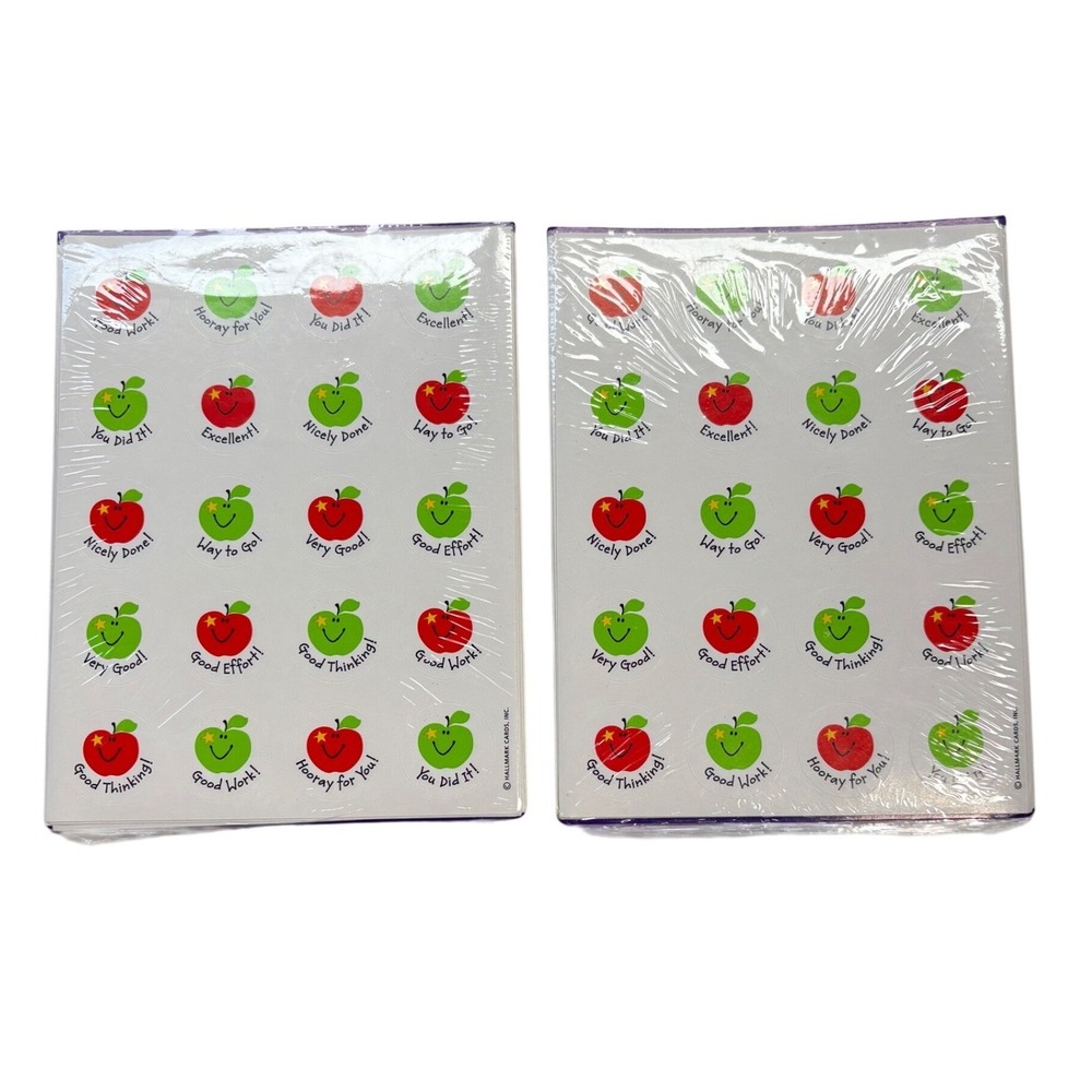 Vintage Hallmark Apple Reward Stickers 2 Packs New Sealed Teacher School Reward